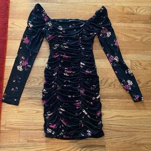 Floral print black dress